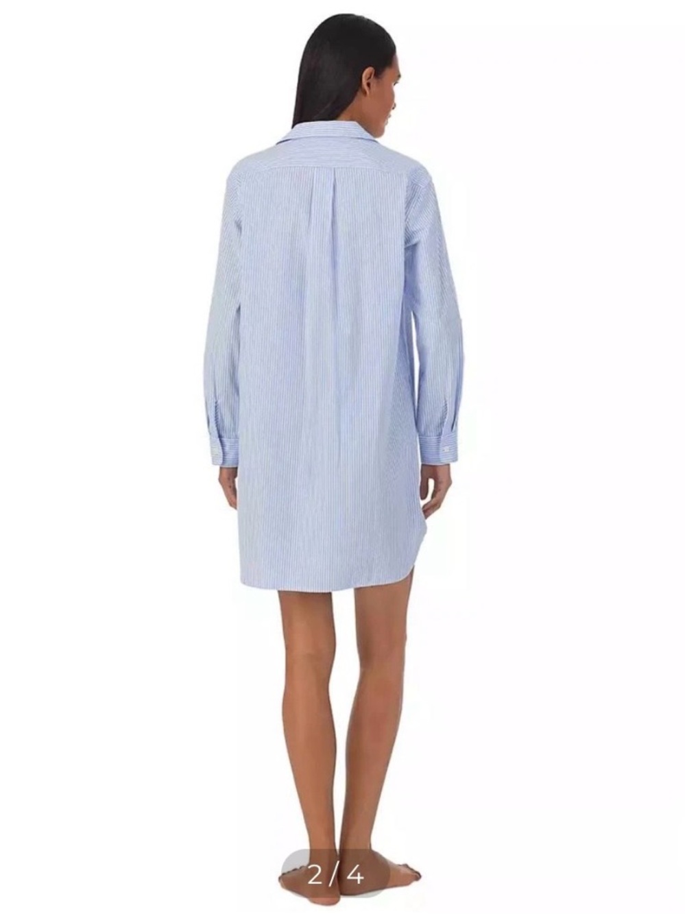 NWT Lauren Ralph Lauren Women’s Sleepshirt in a blue/white stripe pattern. - Picture 2 of 8